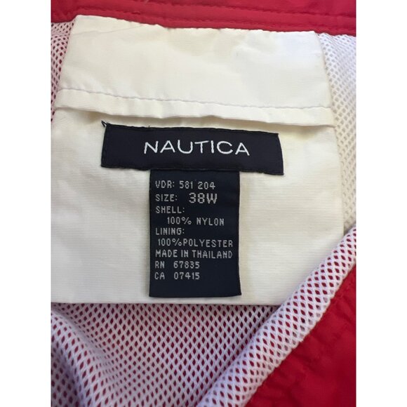 Nautica NS-83 Red Swim Shorts Mens Size 38W Colorblock Nylon/Polyester - Picture 3 of 3